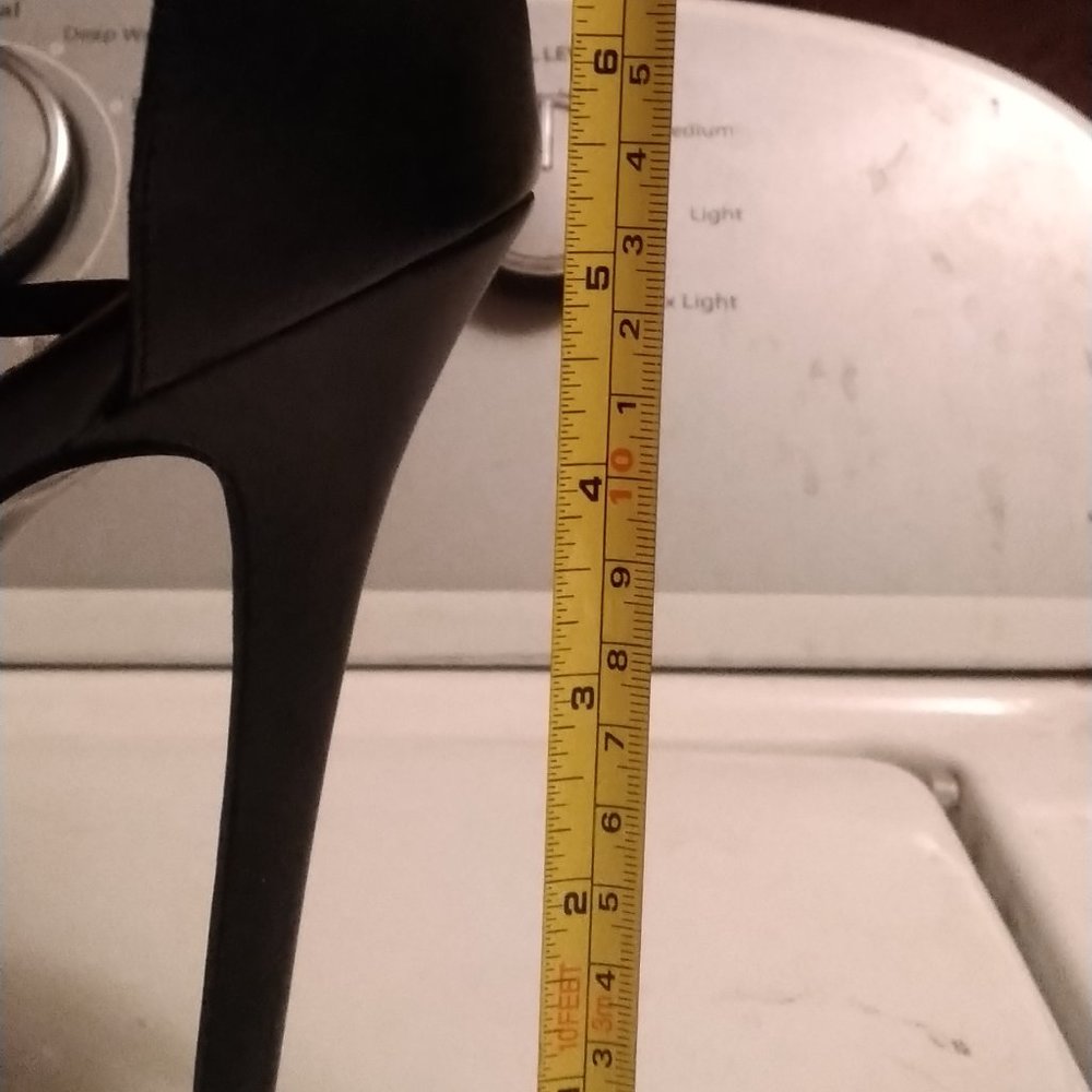 YDN Black Ankle Strap Open Toe High Heels Size 13m - Picture 6 of 8